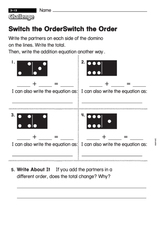 Switch The Order - Challenge Worksheet With Answer Key Printable pdf