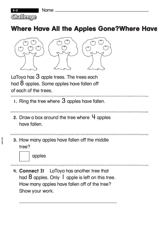 Where Have All The Apples Gone - Challenge Worksheet With Answer Key Printable pdf