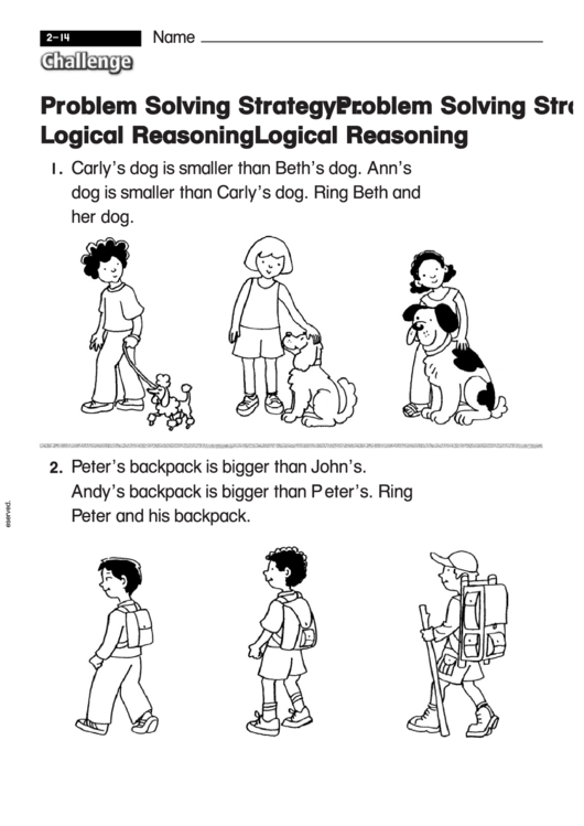 Problem Solving Strategy: Logical Reasoning - Challenge Worksheet With Answer Key Printable pdf