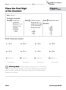 Place The First Digit Of The Quotient Worksheet