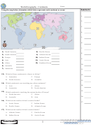 World Geography - Continents Worksheet With Answer Key