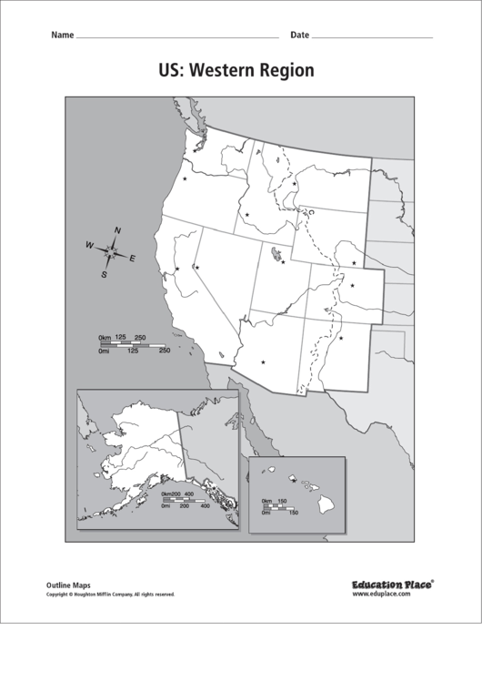 Us: Western Region Template Printable pdf