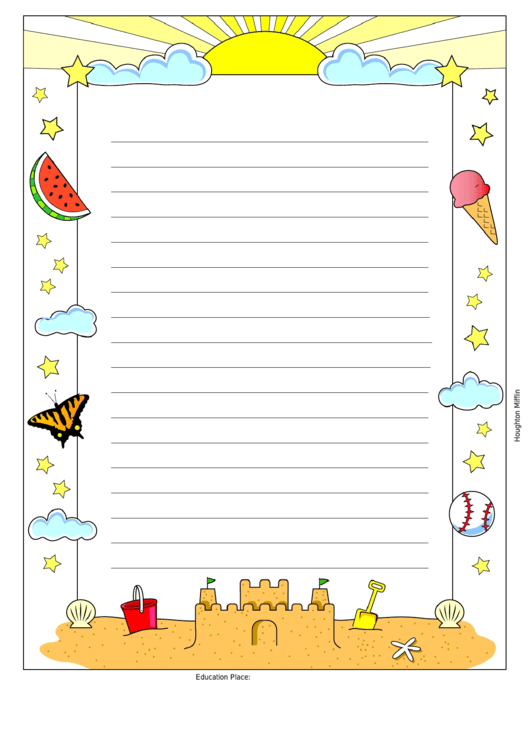 Preschool Writing Paper Template Printable pdf