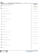 Finding Digit Value With Decimals Worksheet