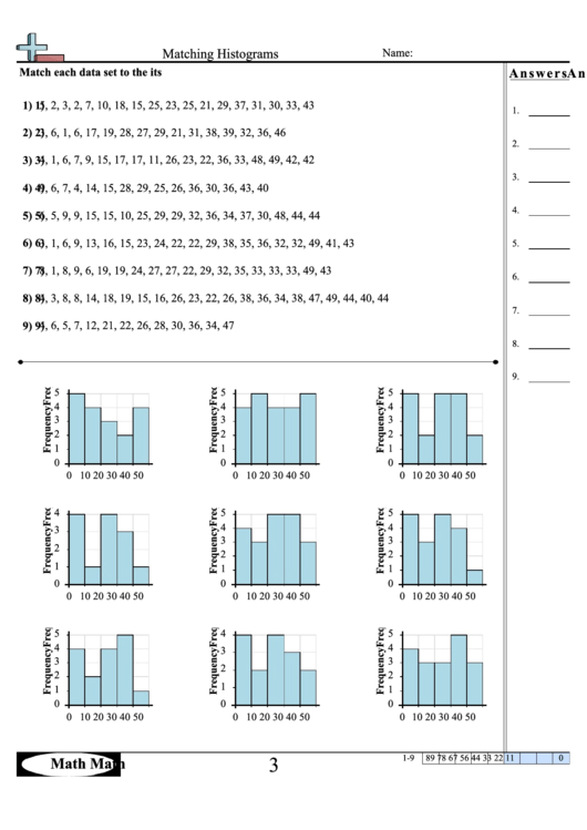 Matching Histograms Worksheet Printable pdf
