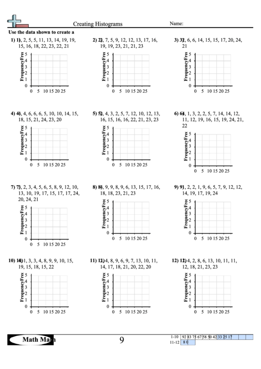 Creating Histograms Worksheet printable pdf download