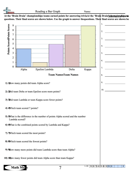 Reading A Bar Graph Worksheet With Answer Key printable pdf download