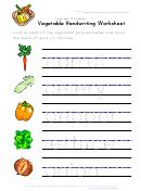 Vegetable Vegetable Vegetablehandwriting Worksheet Handwriting Worksheet Handwriting Worksheet