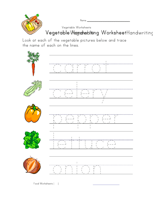 Vegetable Vegetable Vegetablehandwriting Worksheet Handwriting Worksheet Handwriting Worksheet