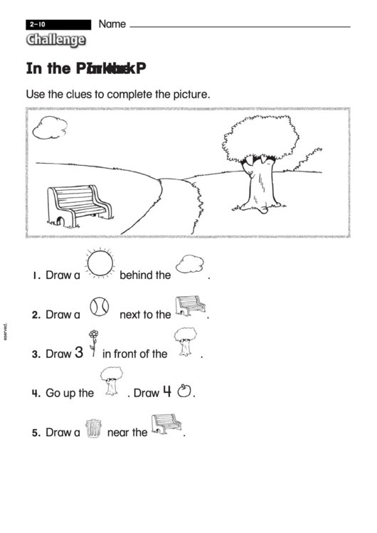 In The Park - Challenge Worksheet With Answer Key Printable pdf