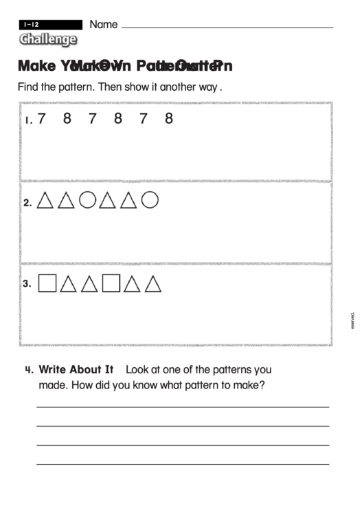 Make Your Own Pattern - Challenge Worksheet With Answer Key Printable pdf