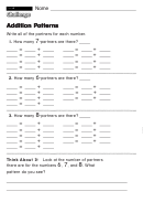 Addition Patterns - Challenge Worksheet With Answer Key