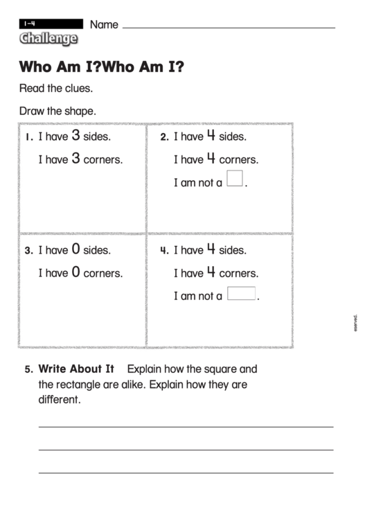 Who Am I - Challenge Worksheet With Answer Key Printable pdf