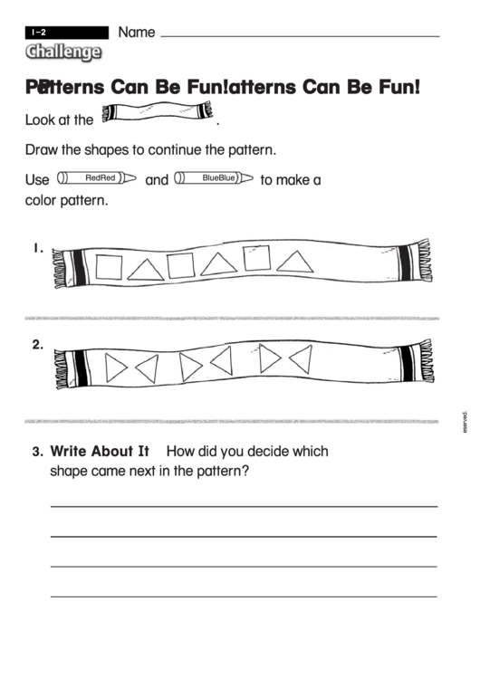 Patterns Can Be Fun! - Challenge Worksheet With Answer Key Printable pdf