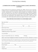 Automated Clearing House Form - Ach Debit Authorization For Prepaid Funeral Contract Sellers - Texas Department Of Banking