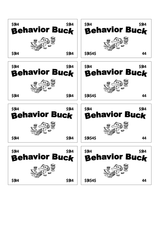 Behavior Four Buck Money Template Printable pdf