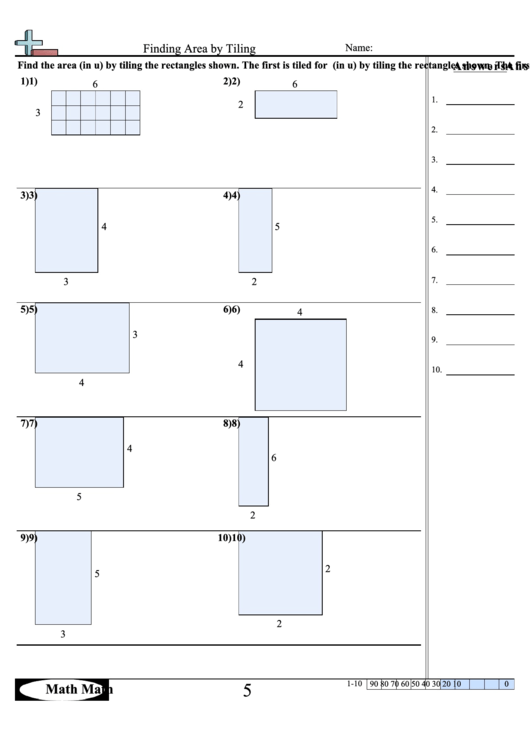 Finding Area By Tiling Math Worksheet With Answer Key Printable pdf