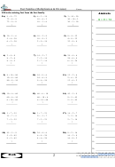Fact Families Multiplication & Division Worksheet With Answer Key