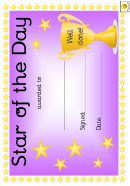 Star Of The Day Award Certificate Template - Purple