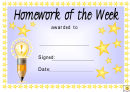Homework Of The Week Award Certificate Template - Grey