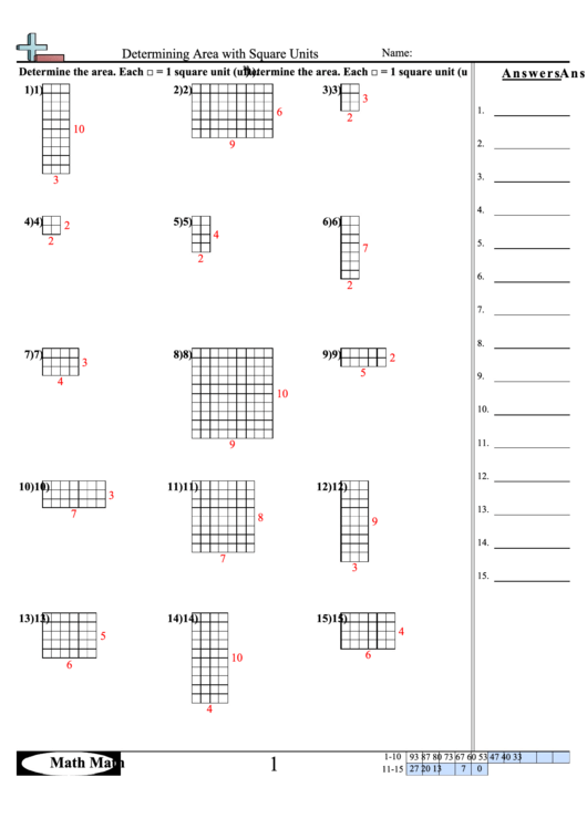 Determining Area With Square Units Math Worksheet With ...