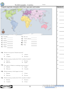 World Geography - Countries Worksheet With Answer Key