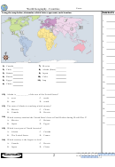 World Geography - Countries Worksheet With Answer Key