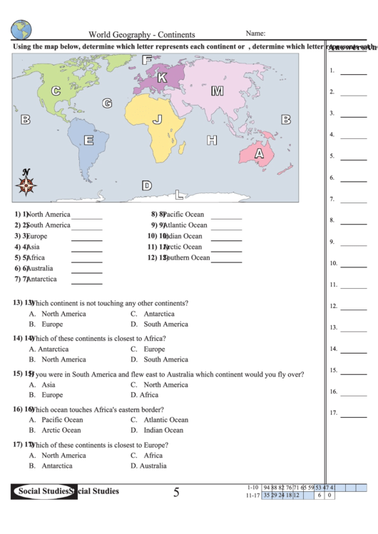 ocean-and-continents-worksheets