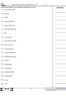 Expressing Numbers Using Powers Of 10 - Math Worksheet With Answer Key