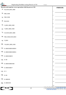 Expressing Numbers Using Powers Of 10 - Math Worksheet With Answer Key Printable pdf