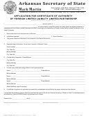 Form F3lp-02 - Application For Certificate Of Authority Of Foreign Limited Liability Limited Partnership - 2008 Printable pdf