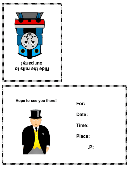 Birthday Invitation Card Template (Ripe The Rails To Our Party) Printable pdf