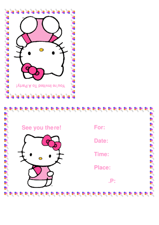 Birthday Invitation Card Template (Hello Kitty) Printable pdf