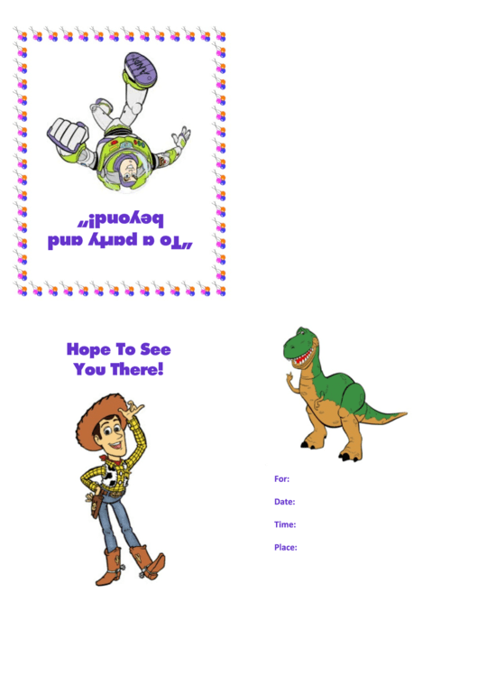 Birthday Invitation Card Template (Toy Story) Printable pdf