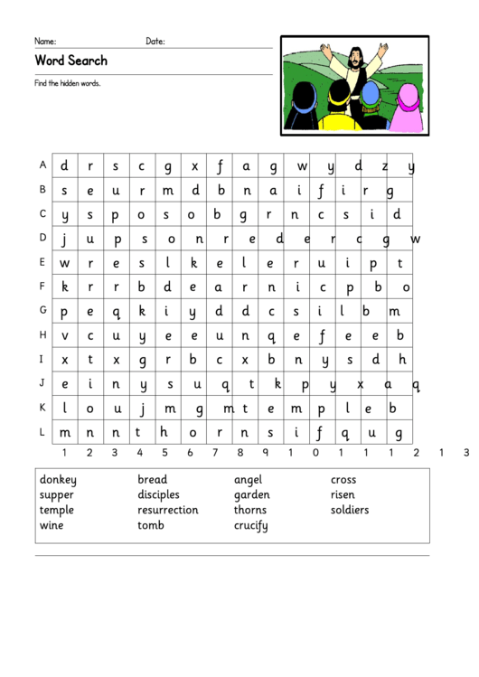 Easter Word Search Worksheet With Answers Printable pdf