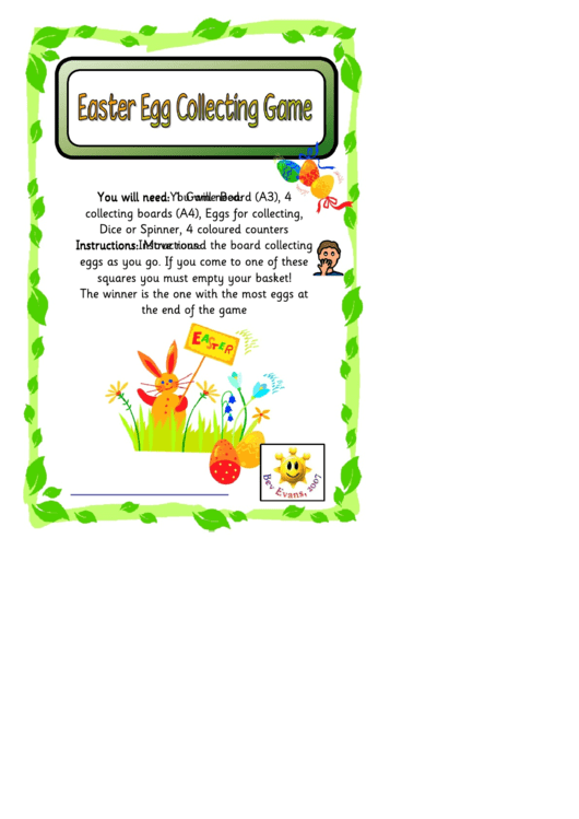 Easter Egg Collecting Game Template Printable pdf