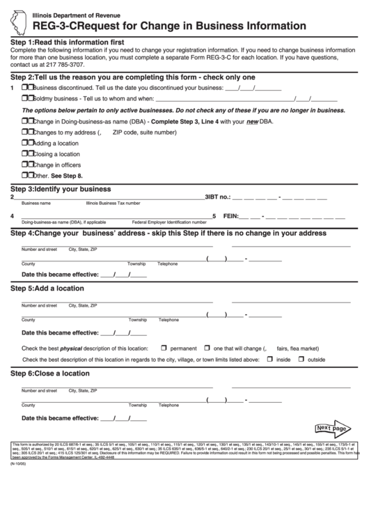 Form Reg-3-C - Request For Change In Business Information Printable pdf