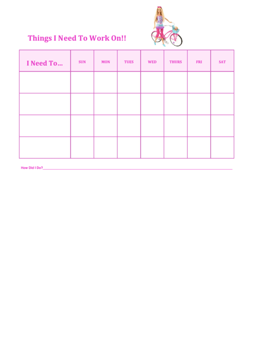 Things I Need To Work On Barbie Template Printable pdf
