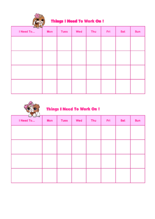 Things I Need To Work On Behaviour Chart - Littlest Petshop Printable pdf