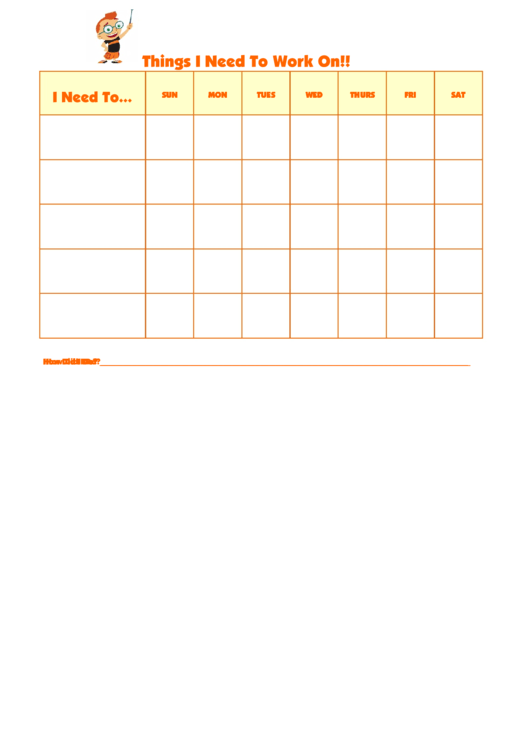 Things I Need To Work On Chart Printable pdf