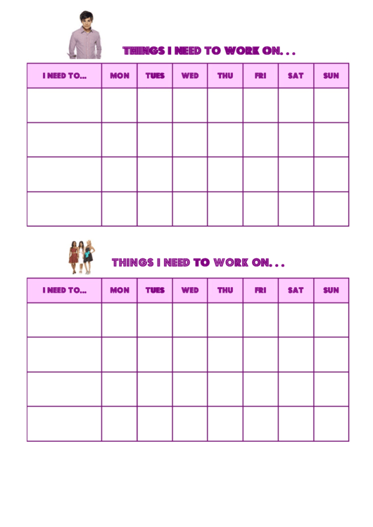 Things I Need To Work On Behaviour Chart - High School Musical Printable pdf