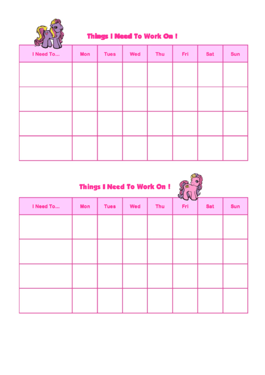 Things I Need To Work On Behaviour Chart - My Little Pony Printable pdf