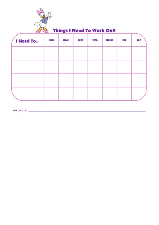 Things I Need To Work On Daisy Duck Template printable pdf download