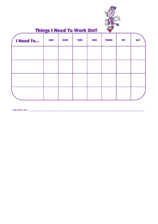 Things I Need To Work On Blaze The Cat Template Printable pdf