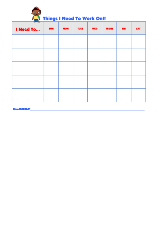 Things I Need To Work On Chart - Quincy Little Printable pdf