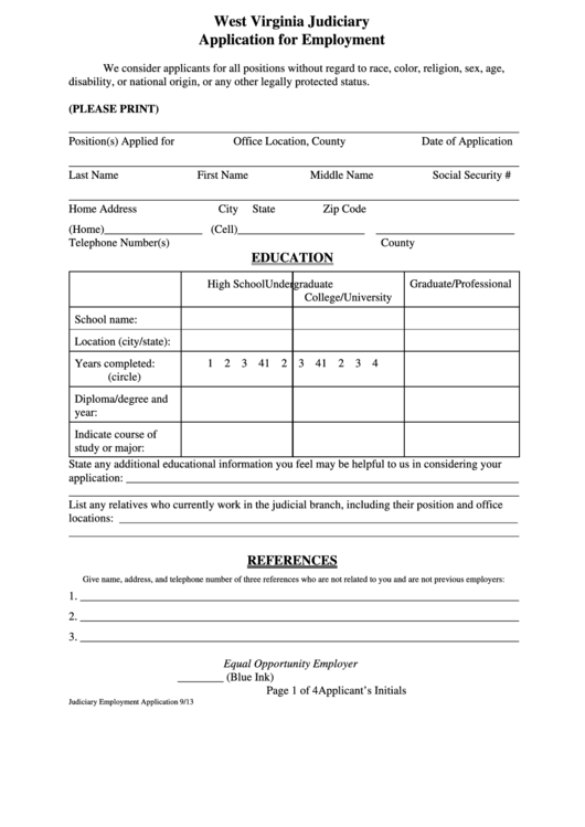 Judiciary job application form