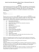 Fillable North Carolina Statutory Short Form Of General Power Of Attorney Printable pdf