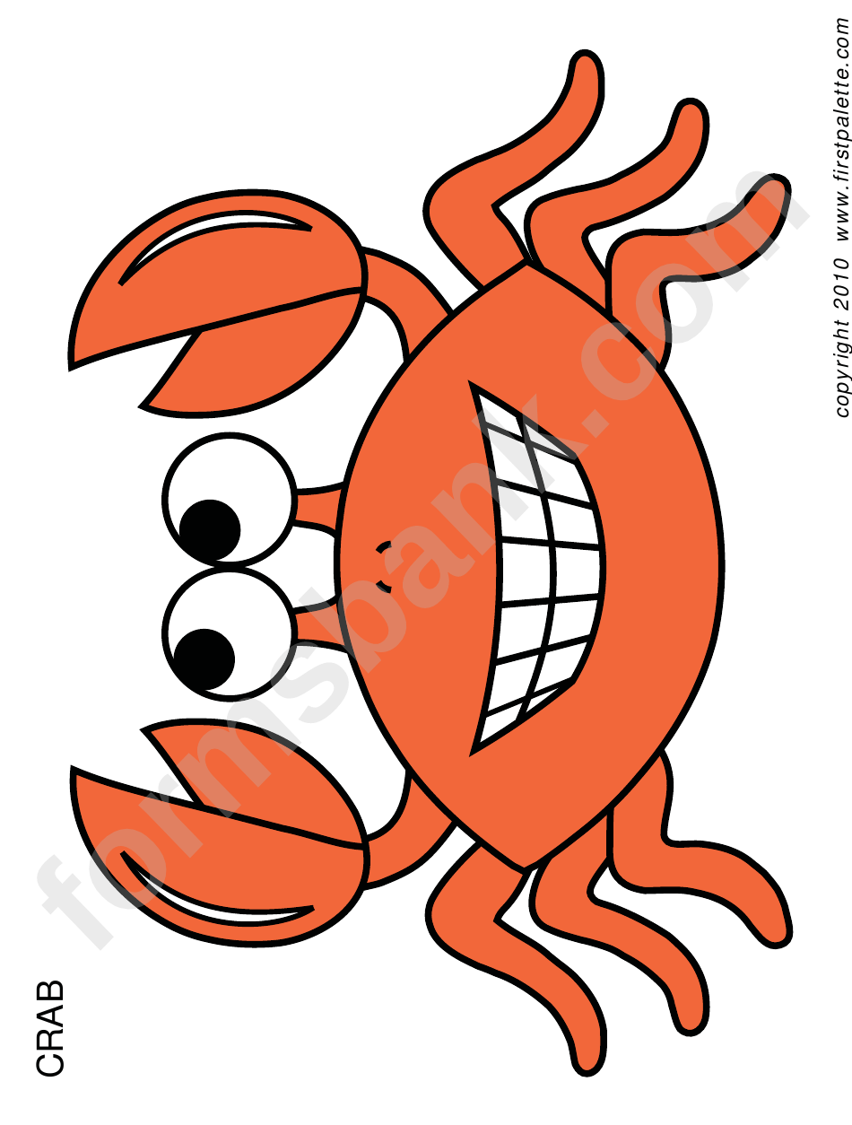 Crab Coloring Sheet Filled