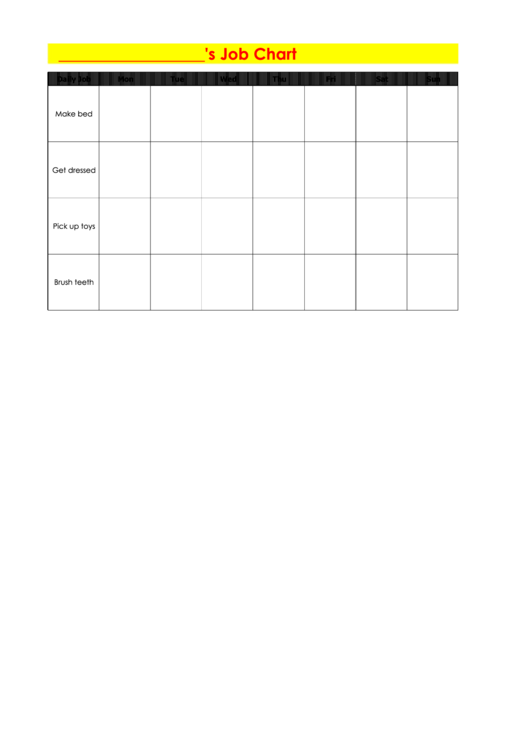 Chore Chart With Chores Chart Printable pdf