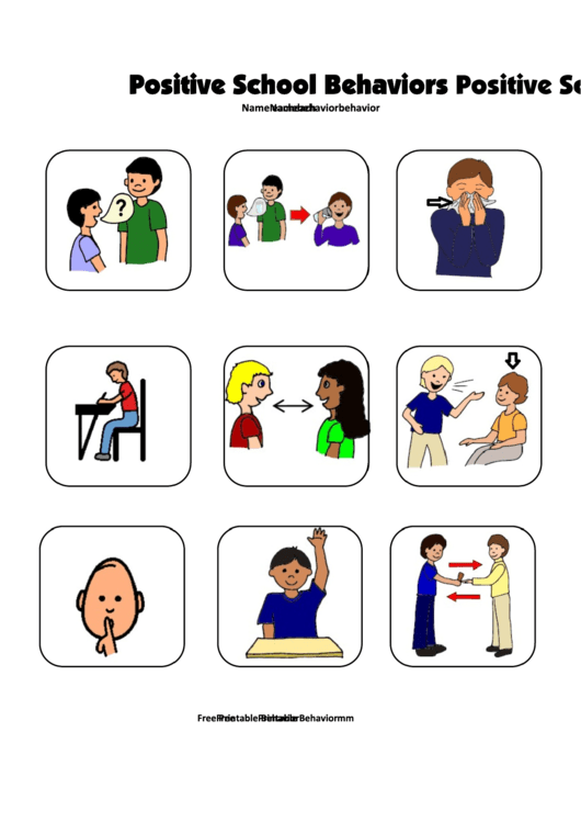 Positive school behaviors chart printable pdf download